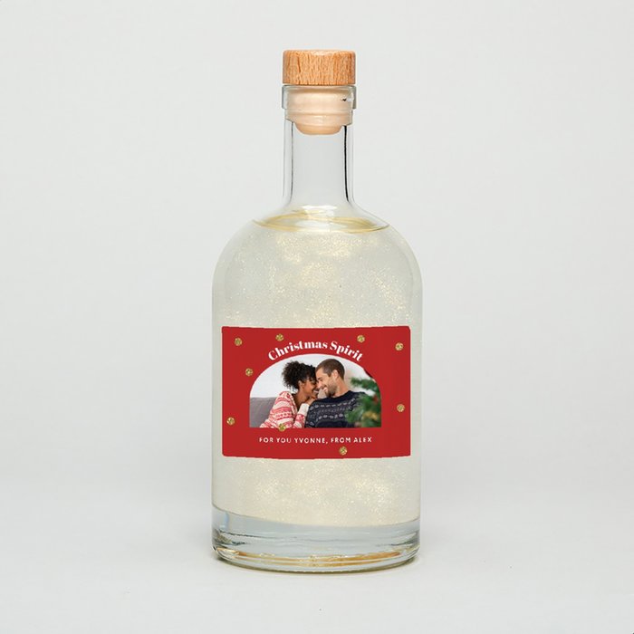 Personalised Christmas Spirit Photo Upload Glitter Gin 50cl