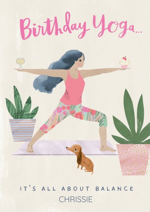 Pigment Hey Girl Birthday Yoga Birthday Card | Moonpig