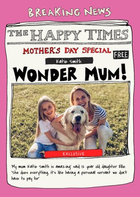 Newspaper Spoof Mother's Day Special Photo Upload Card