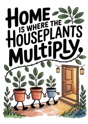Humorous Houseplants Illustrated New Home Card