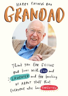 The Happy News Thanks For Teaching Us Grandad Father's Day Photo Card