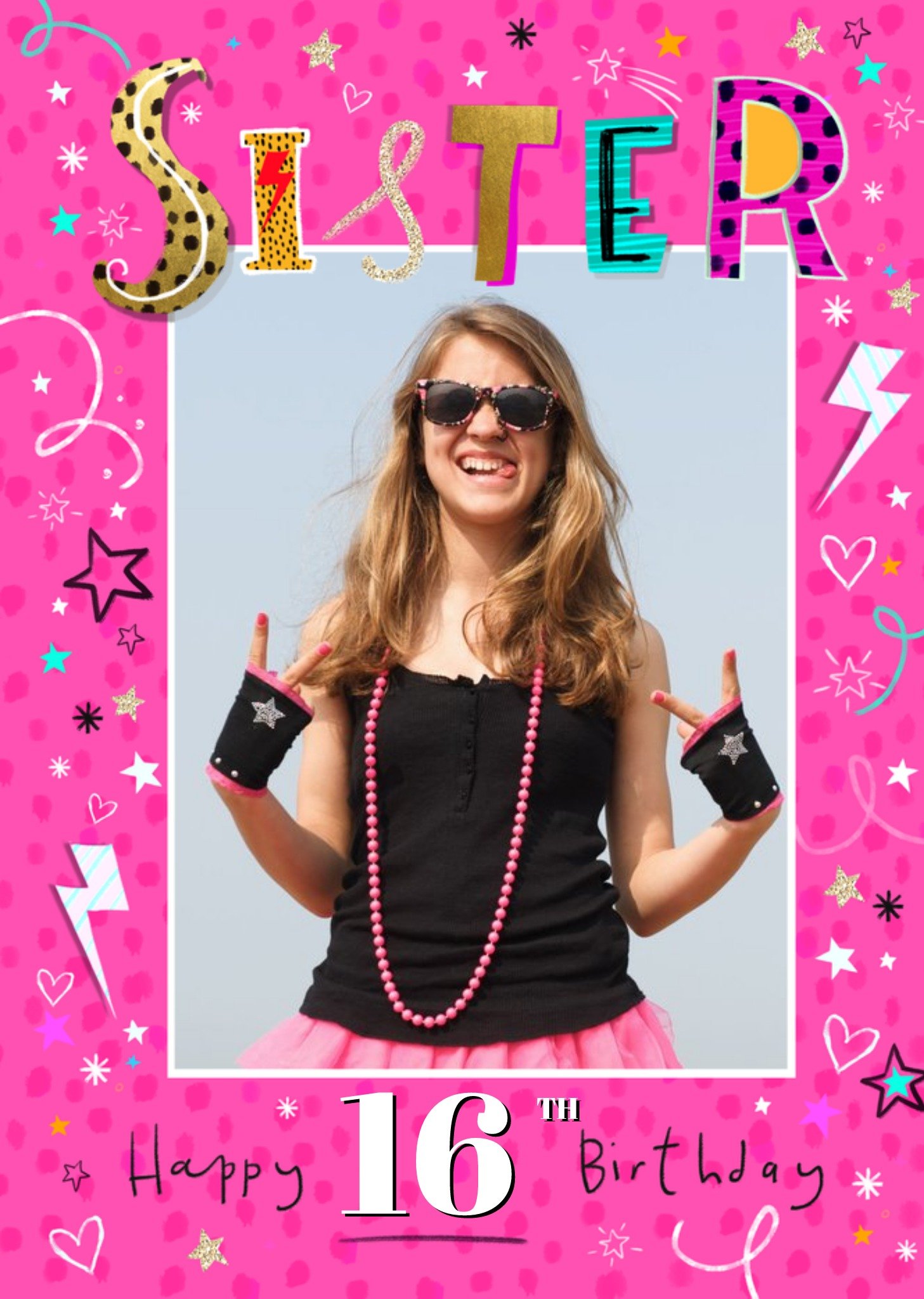 Moonpig Spots And Stars Sister Happy Birthday Photo Upload Birthday Card