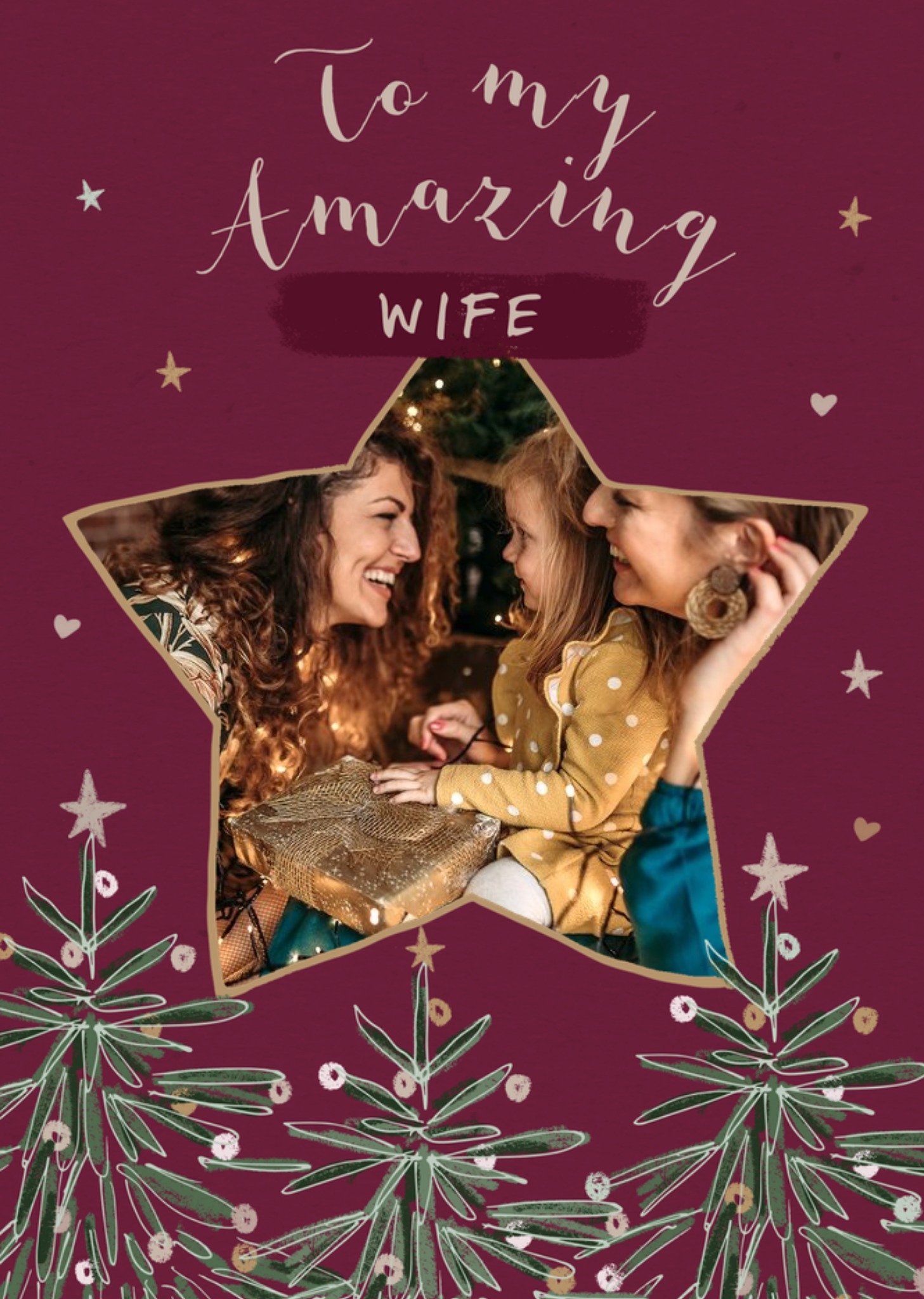 Moonpig Star Illustration Photo Upload Amazing Wife Christmas Card