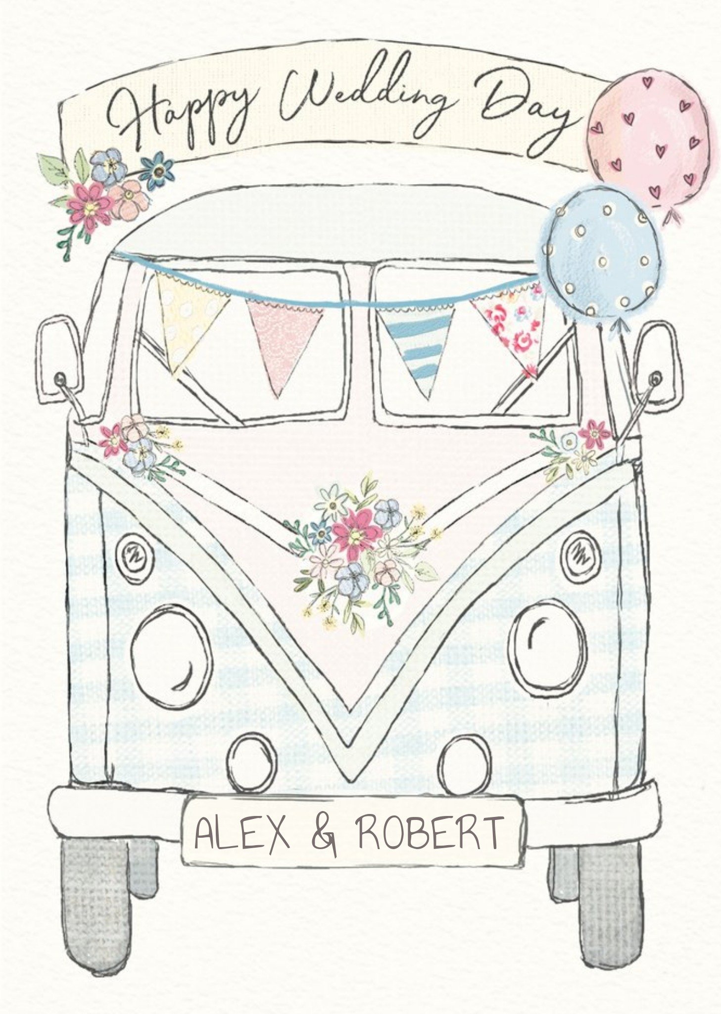 Moonpig Clintons Happy Wedding Day Vintage Camper Card