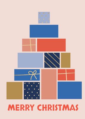 Shape Stack Geometric Present Christmas Tree Christmas Card