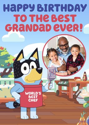 Bluey Best Grandad Ever Photo Upload Birthday Card