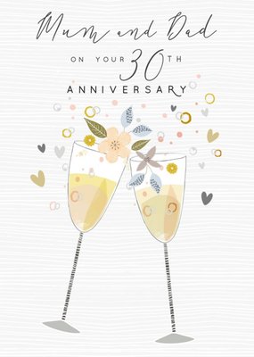 Laura Darrington Modern Champagne Flutes Mum And Dad 30th Anniversary Card