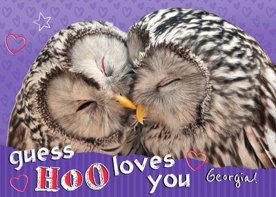 Guess Hoo Loves You Owls Personalised Happy Valentine's Day Card