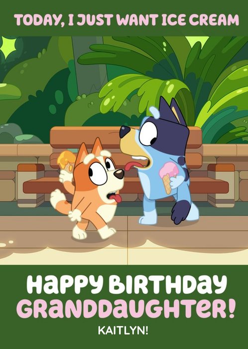 Bluey Just Want Ice Cream Birthday Card