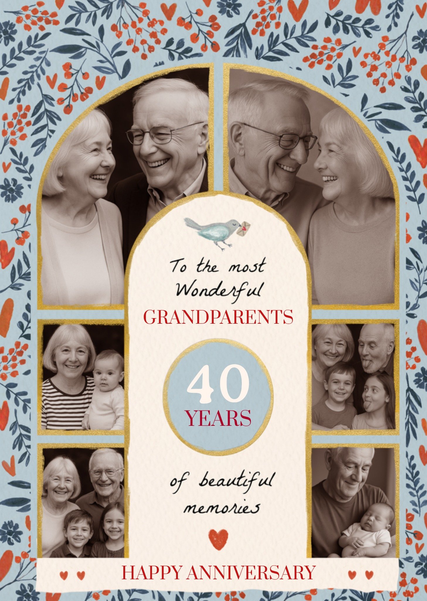 Moonpig Wonderful Grandparents 40 Years Happy Anniversary Card