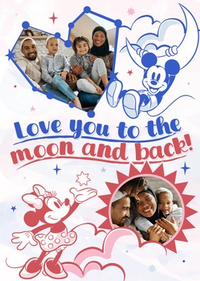Disney Mickey And Minnie Mouse Love You To The Moon And Back Photo Upload Mother's Day Card
