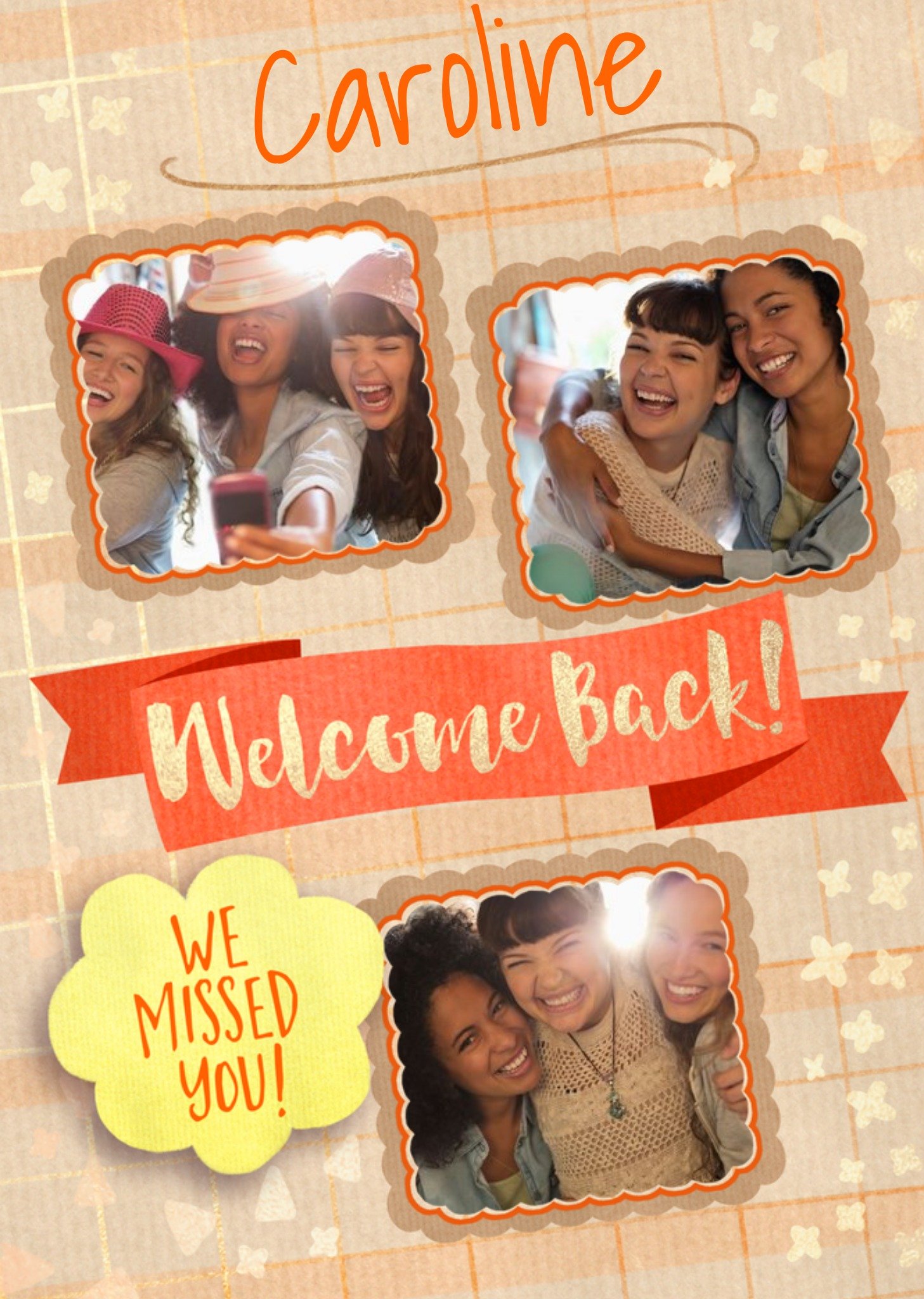 Moonpig Welcome Back We Missed You Photo Upload Typographic Design Card