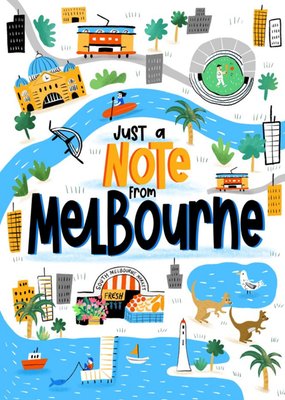 Just A Note From Melbourne Landmarks Postcard