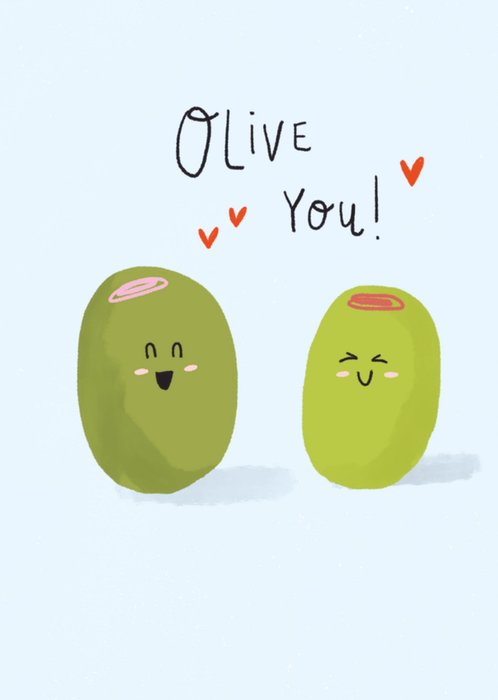 Olive You Olives Illustrated Valentines Day Card