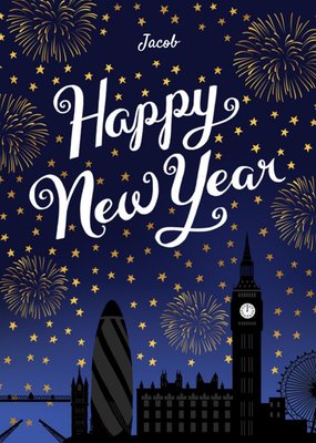 Editable London Scene New Year Card