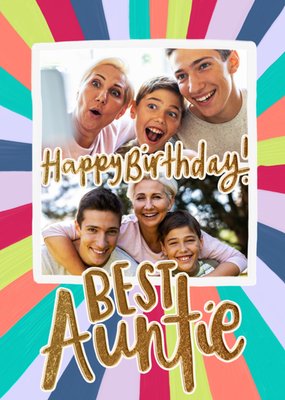 Kaleidoscopic Best Auntie Photo Upload Birthday Card