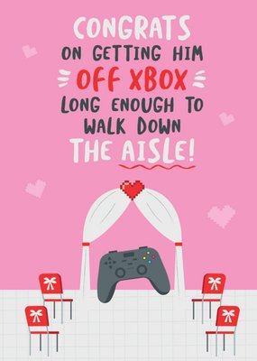 Funny Cartoon Congrats On Getting Him Off The Xbox Newly Weds Card