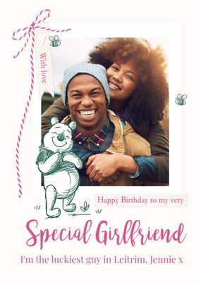 Cute Winnie The Pooh Special Girlfriend Photo Upload Birthday Card