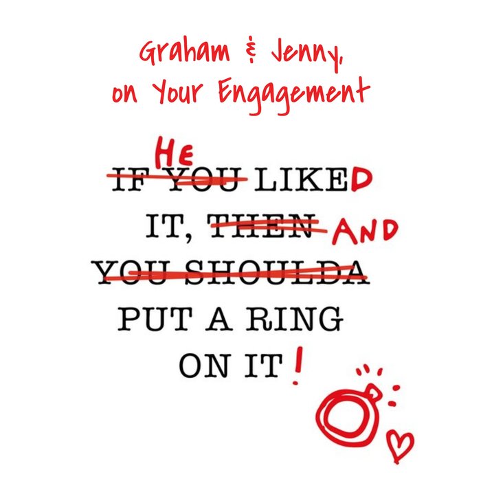 Anon Sense He Put A Ring On It Engagement Card