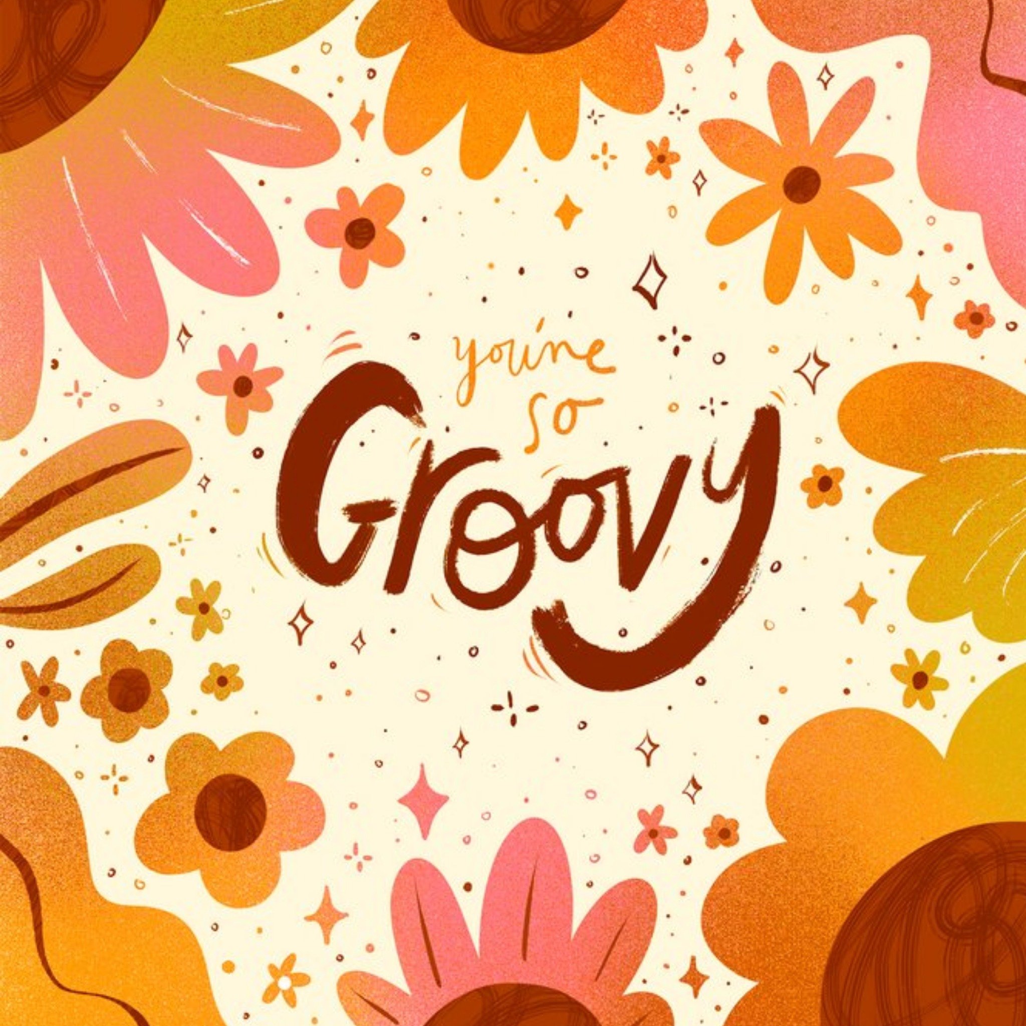 Moonpig Illustrated 70S Groovy Flower Birthday Card