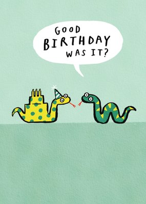 Snake Party Cake Illustrated Birthday Card