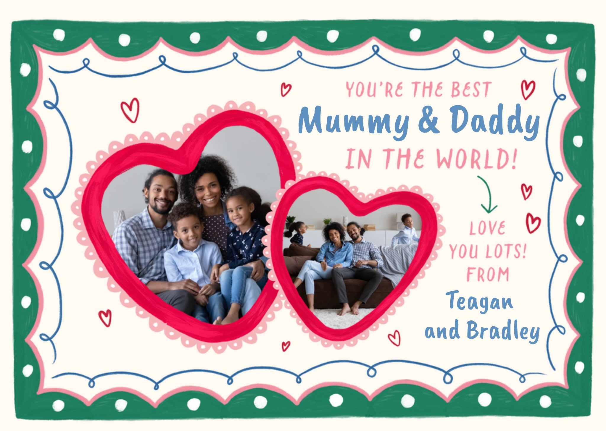 Moonpig Adoring You're The Best Mummy And Daddy In The World Hand Painted Valentine's Day Card