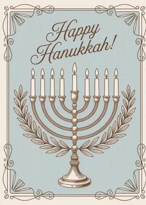 Happy Hanukkah Vintage Illustrated Card