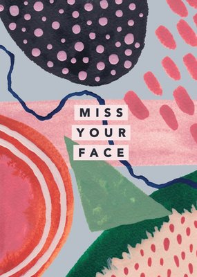 Joy Jen Studio Abstract Painted Pattern Missing You Postcard