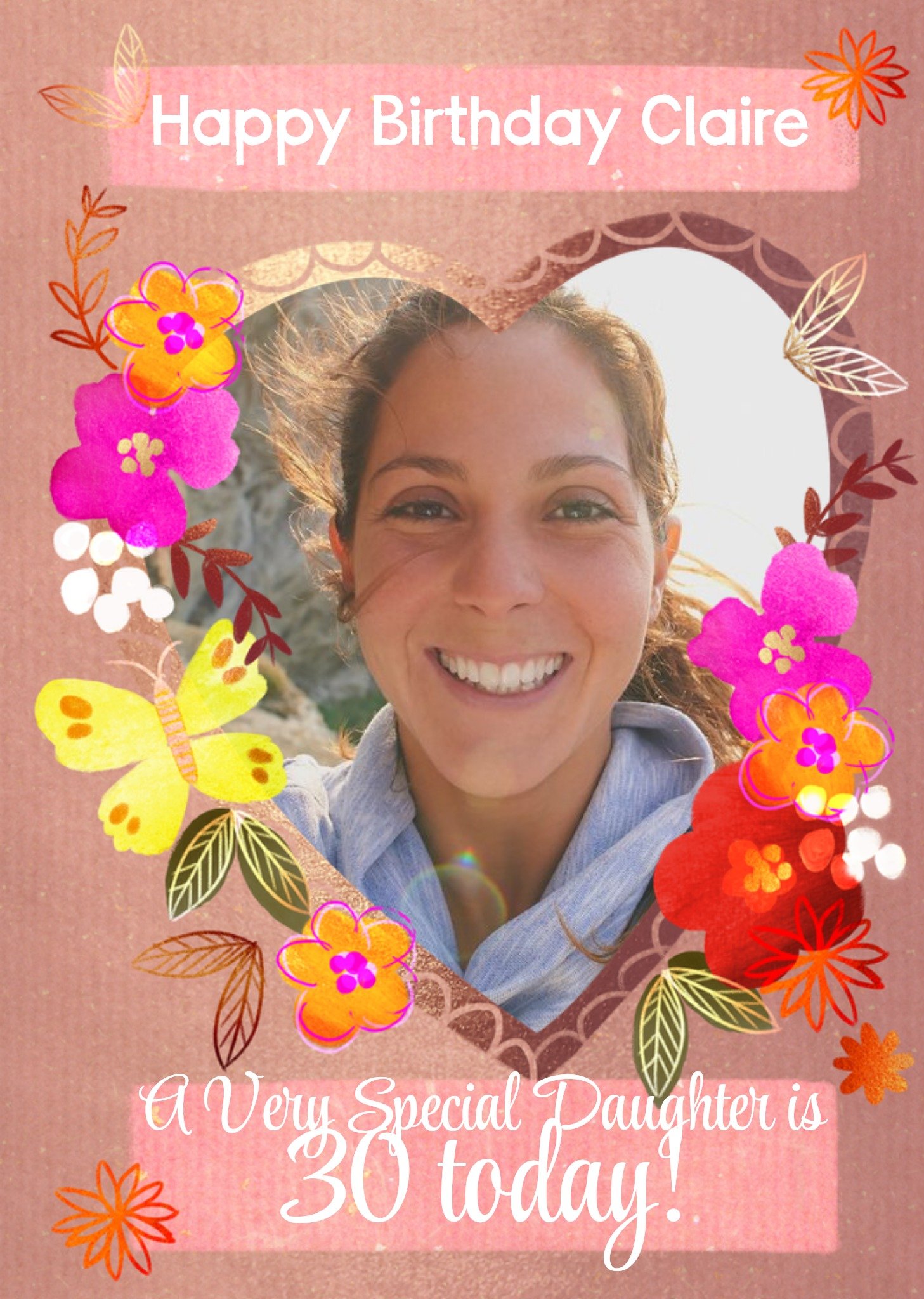 Moonpig Floral A Very Special Daughter Photo Upload Birthday Card