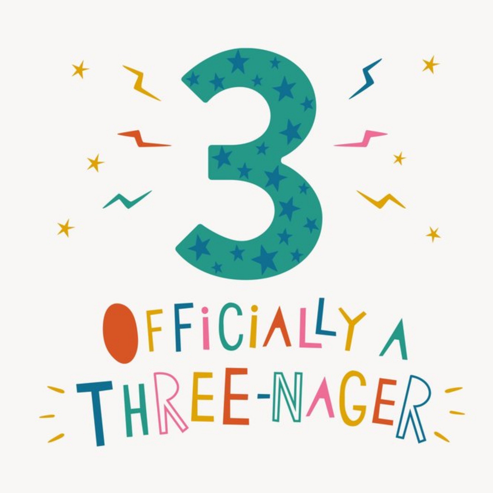 Moonpig Icially A Three-Nager Green 3 Birthday Card