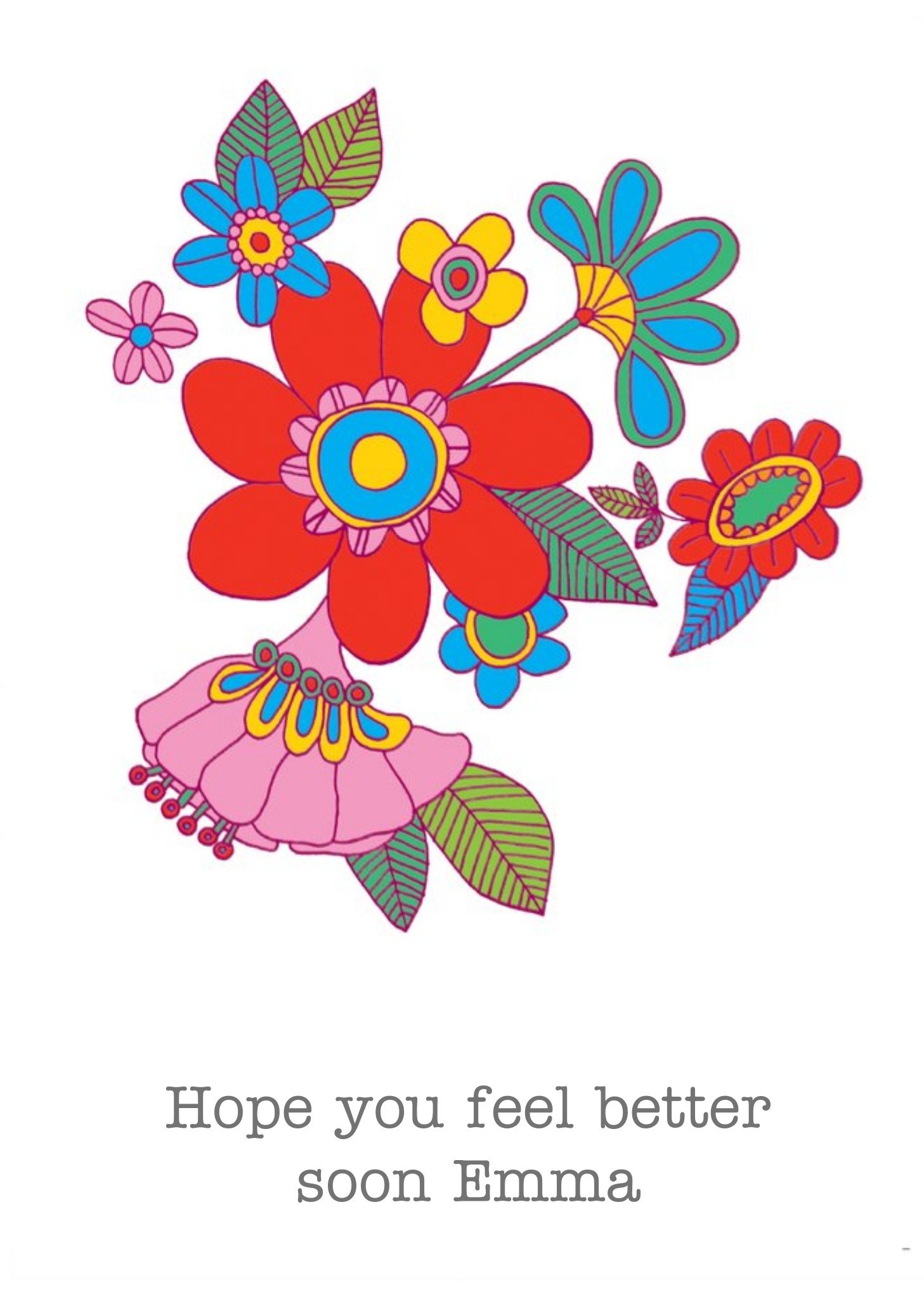 Moonpig Customisable Colourful Floral Get Well Soon Card, Large