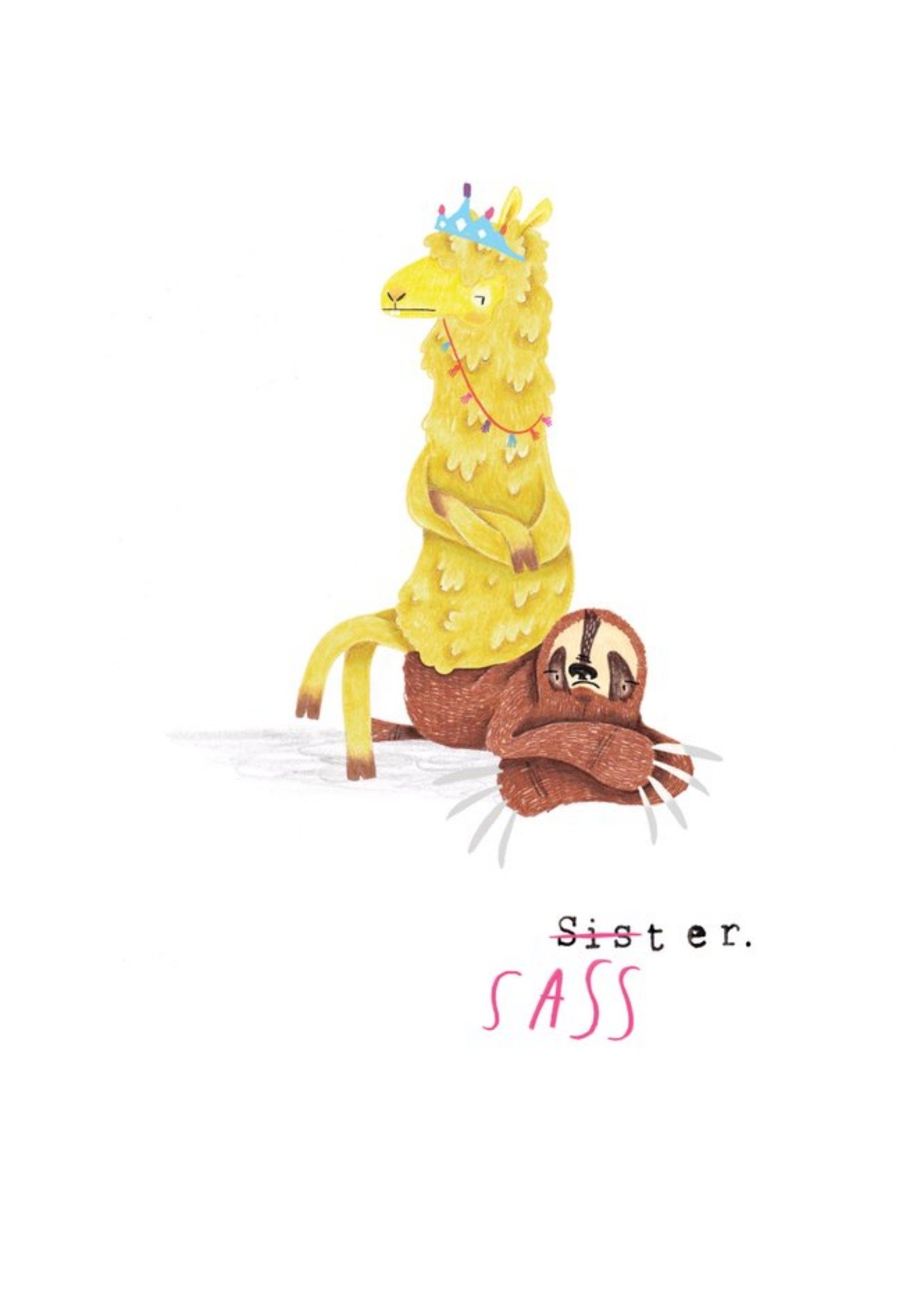 Moonpig Animal Birthday Card - Card For Sister - Llama - Sloth