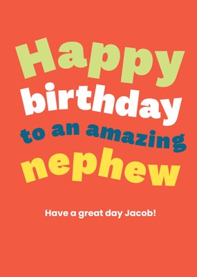 Vibrant Amazing Nephew Wave Effect Typography Birthday Card