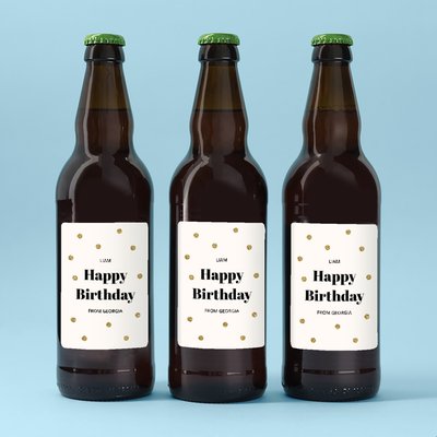 Personalised Happy Birthday Lager Trio 3x500ml