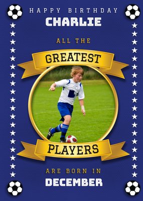 Football Legends Photo Upload Birthday Card