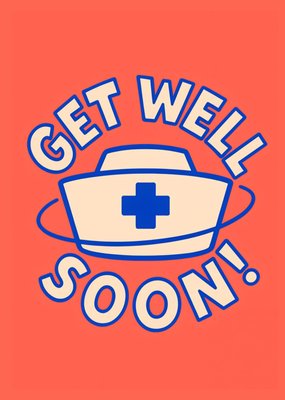 Get Well Soon Illustrated Nurse Cap Card