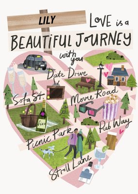 Illustrated Love Is A Beautiful Journey With You Card