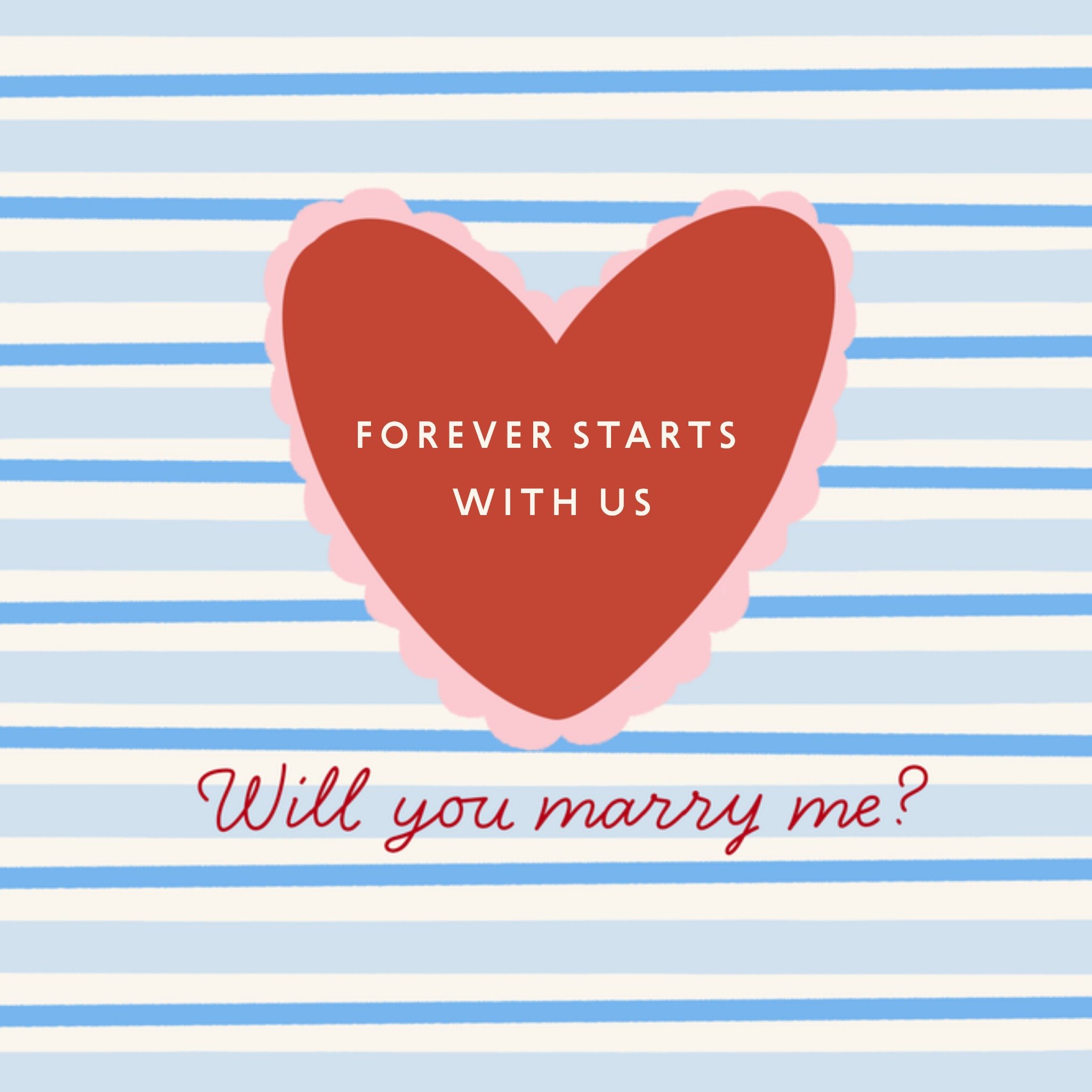 Moonpig Cute Red Heart And Blue Stripes Proposal Engagement Card