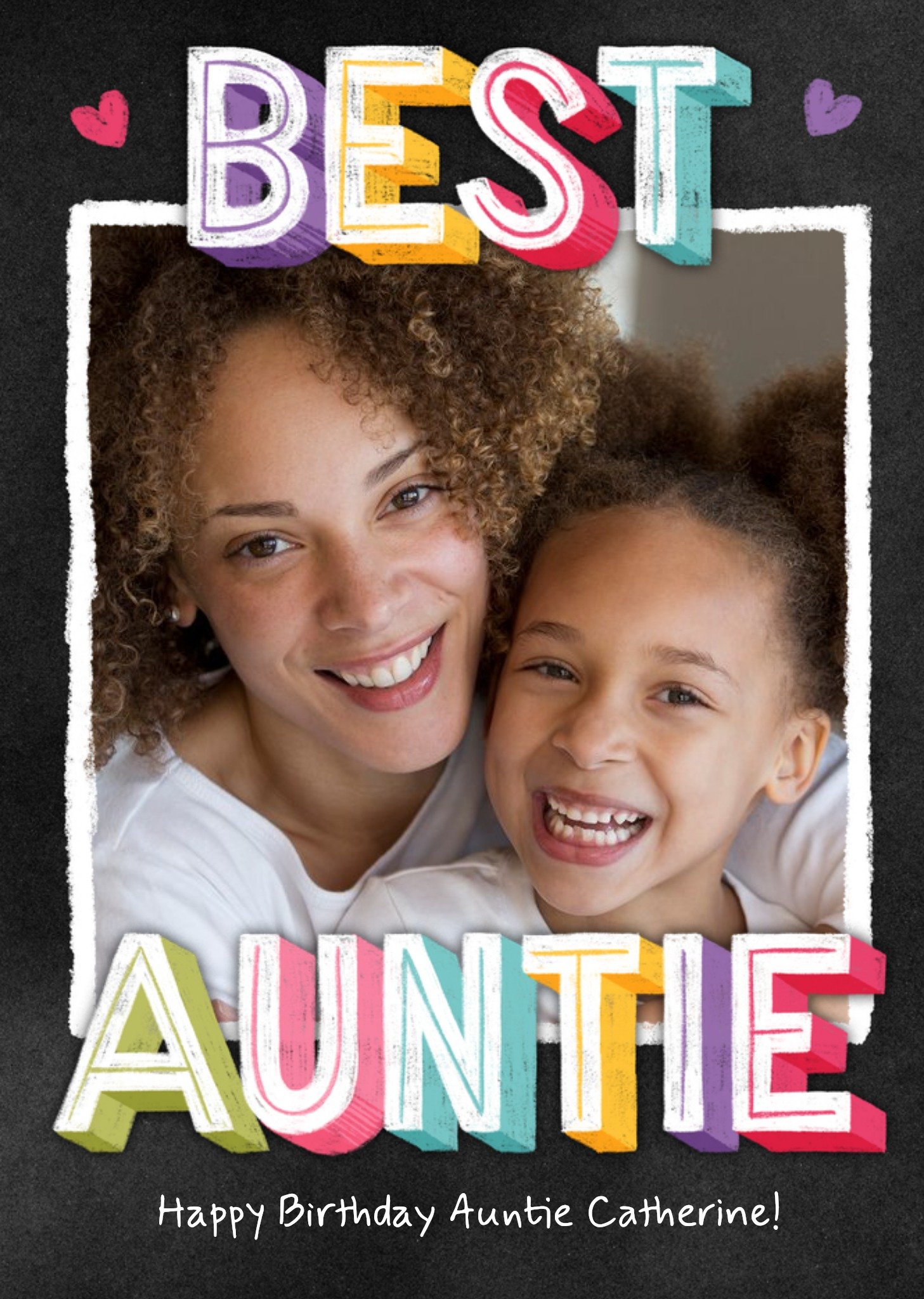 Moonpig Best Auntie Birthday Card - Chalk Lettering - Photo Upload