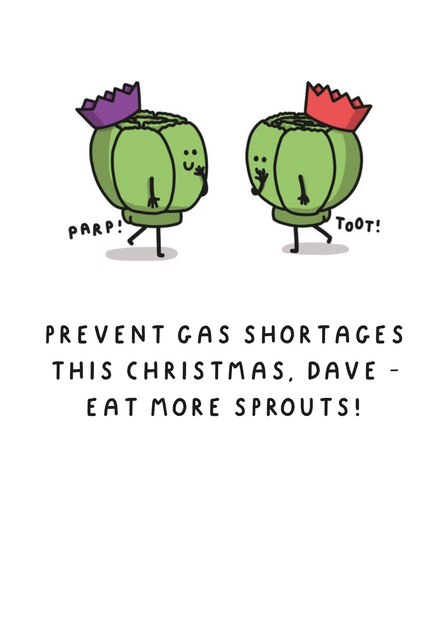 Moonpig Illustration Of Two Brussel Sprout Characters Humorous Christmas Card