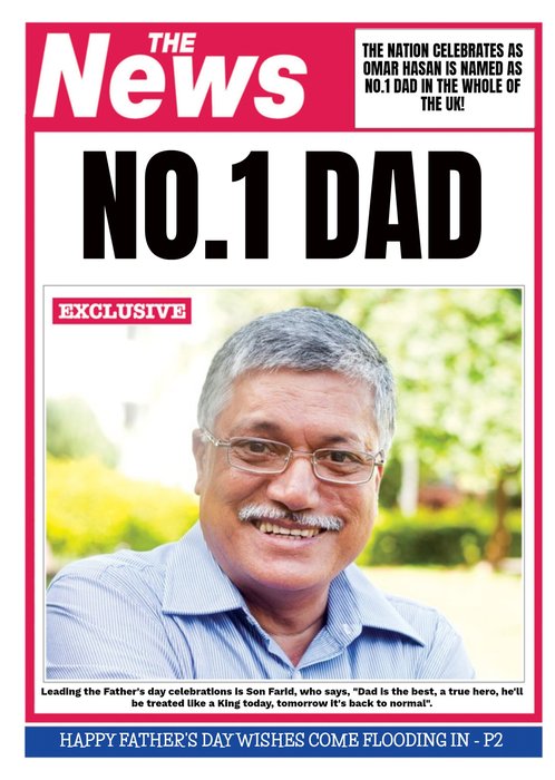 Newspaper Spoof Number One Dad Photo Upload Fathers Day Card 