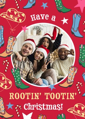 Western Themed Rootin' Tootin' Photo Upload Christmas Card