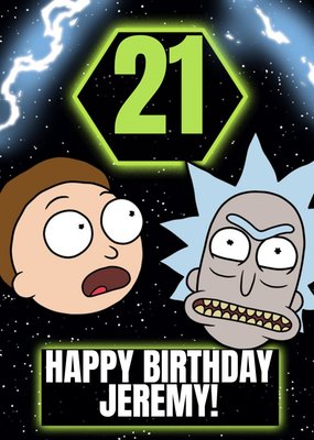 Rick And Morty Funny Cartoon 21st Birthday Card From Adult Swim