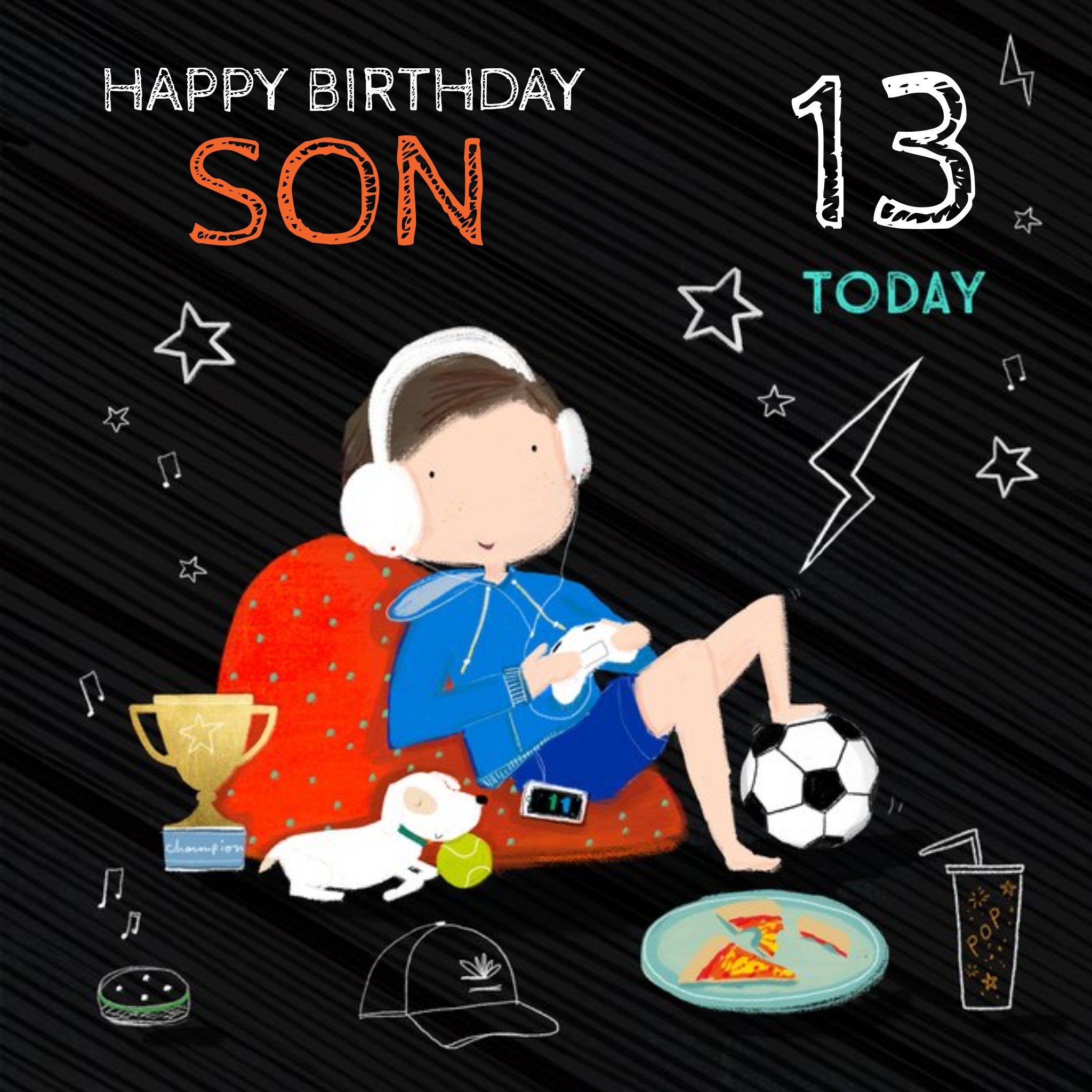 Moonpig Happy Birthday Son Age Personalisation Illustrated Card
