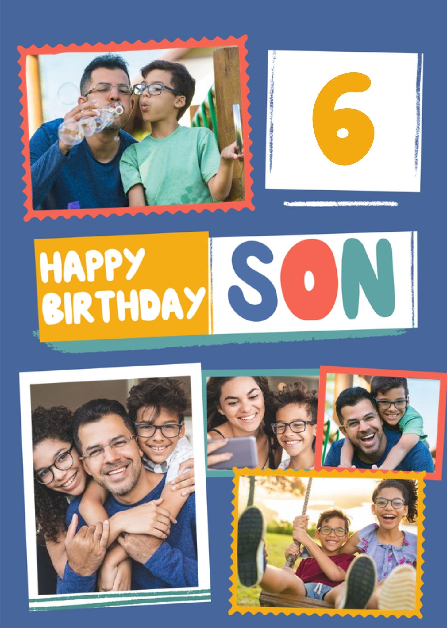 Moonpig Modern Photo Upload Collage Son Happy Birthday Card