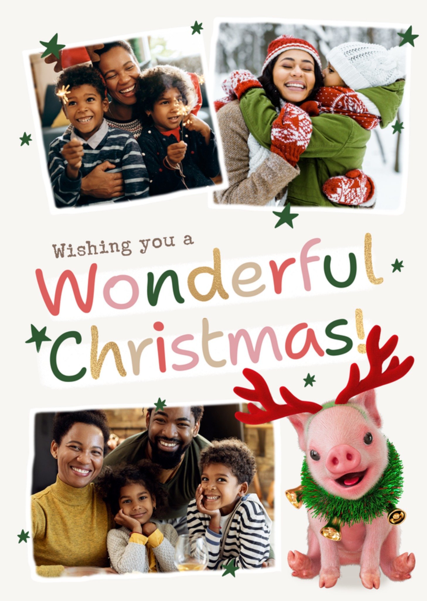 Moonpig Exclusive Moonpig With Reindeer Antlers Wonderful Christmas Photo Upload Card