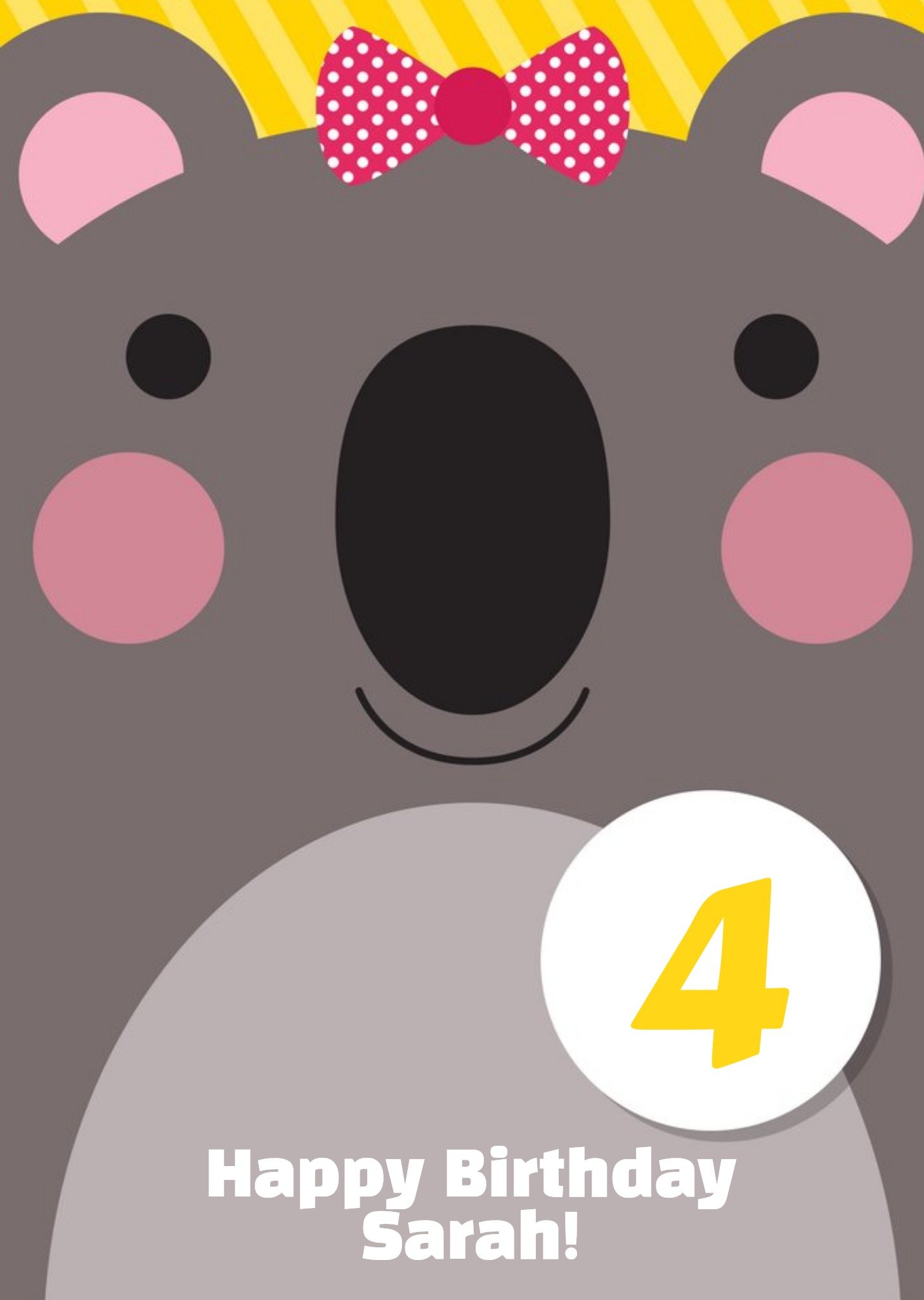 Moonpig Cartoon Koala Happy 4th Birthday Card