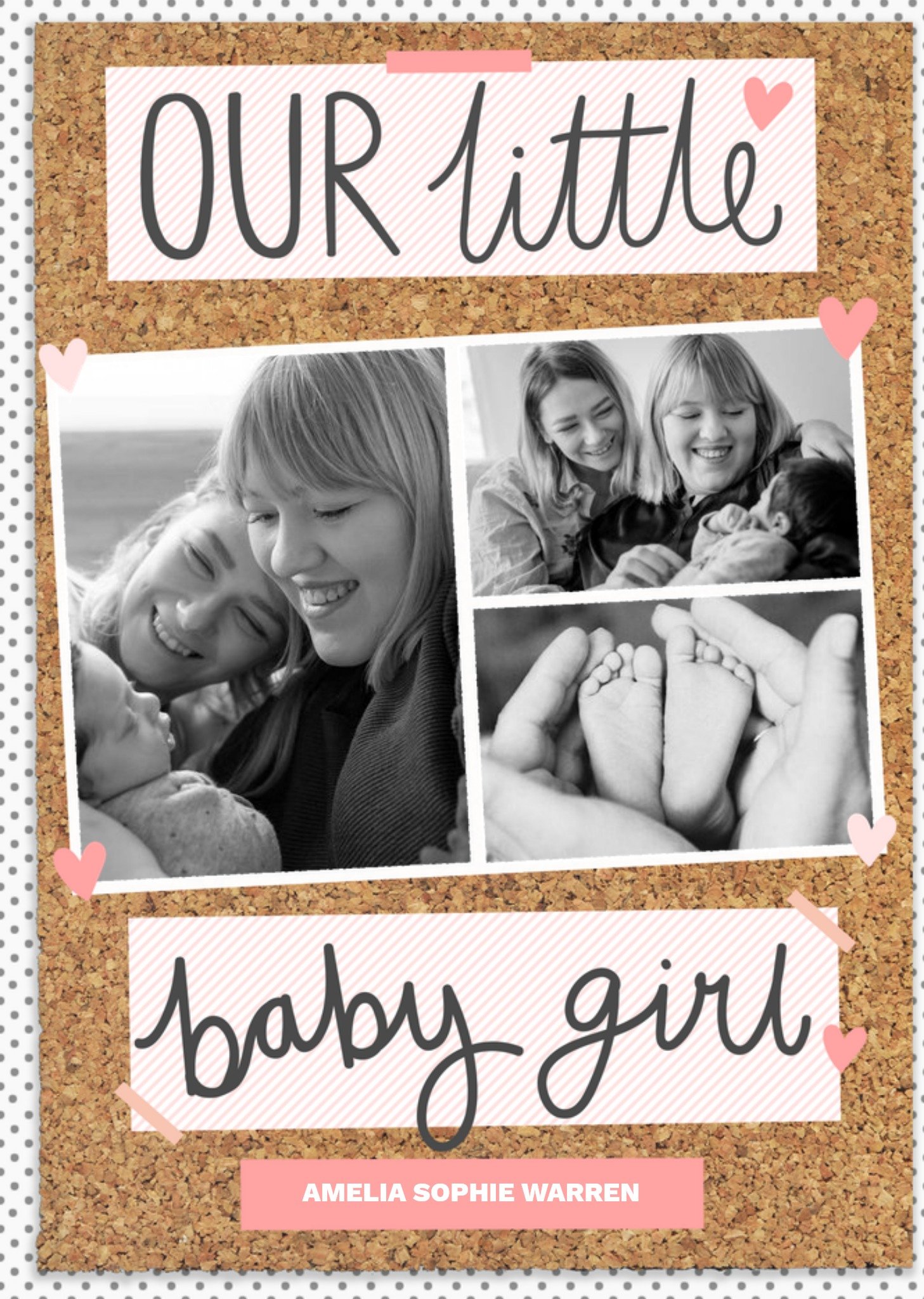 Moonpig Pinboard Little Baby Girl Photo Upload Card