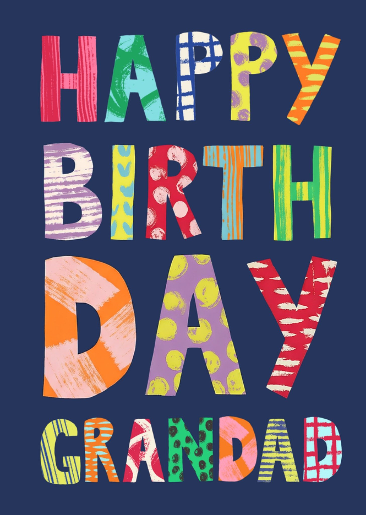 Moonpig Colourful Happy Birthday Grandad Typography Card