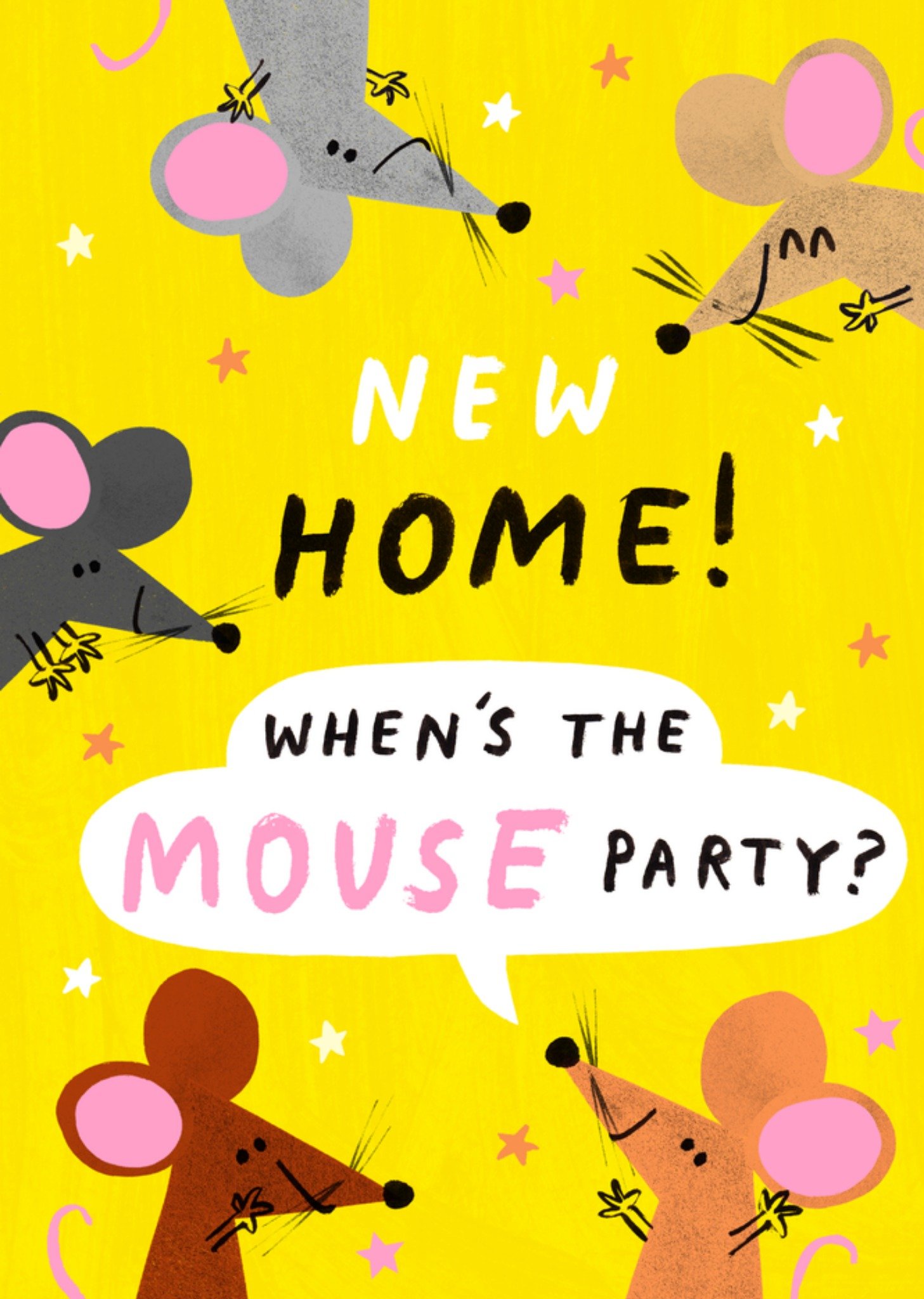 Moonpig Funny Illustrated Mouse Party New Home Card